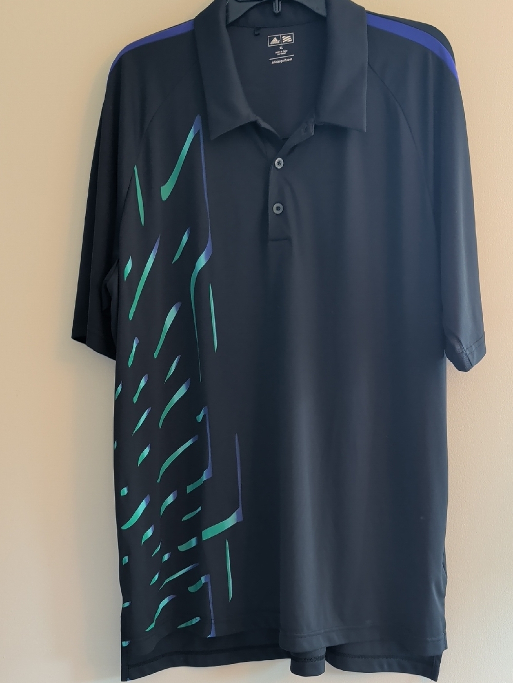 Adidas Golf Polo Shirt Men’s XL Black Teal Blue Activewear Performance Polo